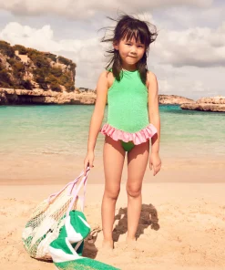 Hunza G Baby 2-6 Yrs-Baby Duo Denise Swim - Lime/Bubblegum