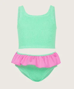 Hunza G Baby 2-6 Yrs-Baby Duo Olive Bikini - Lime/Bubblegum