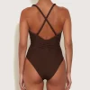 Hunza G Scoop Neck-Bette Swim - Metallic Chocolate