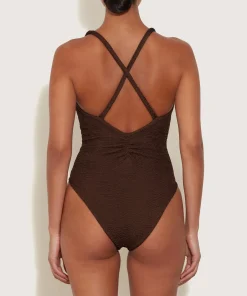 Hunza G Scoop Neck-Bette Swim - Metallic Chocolate