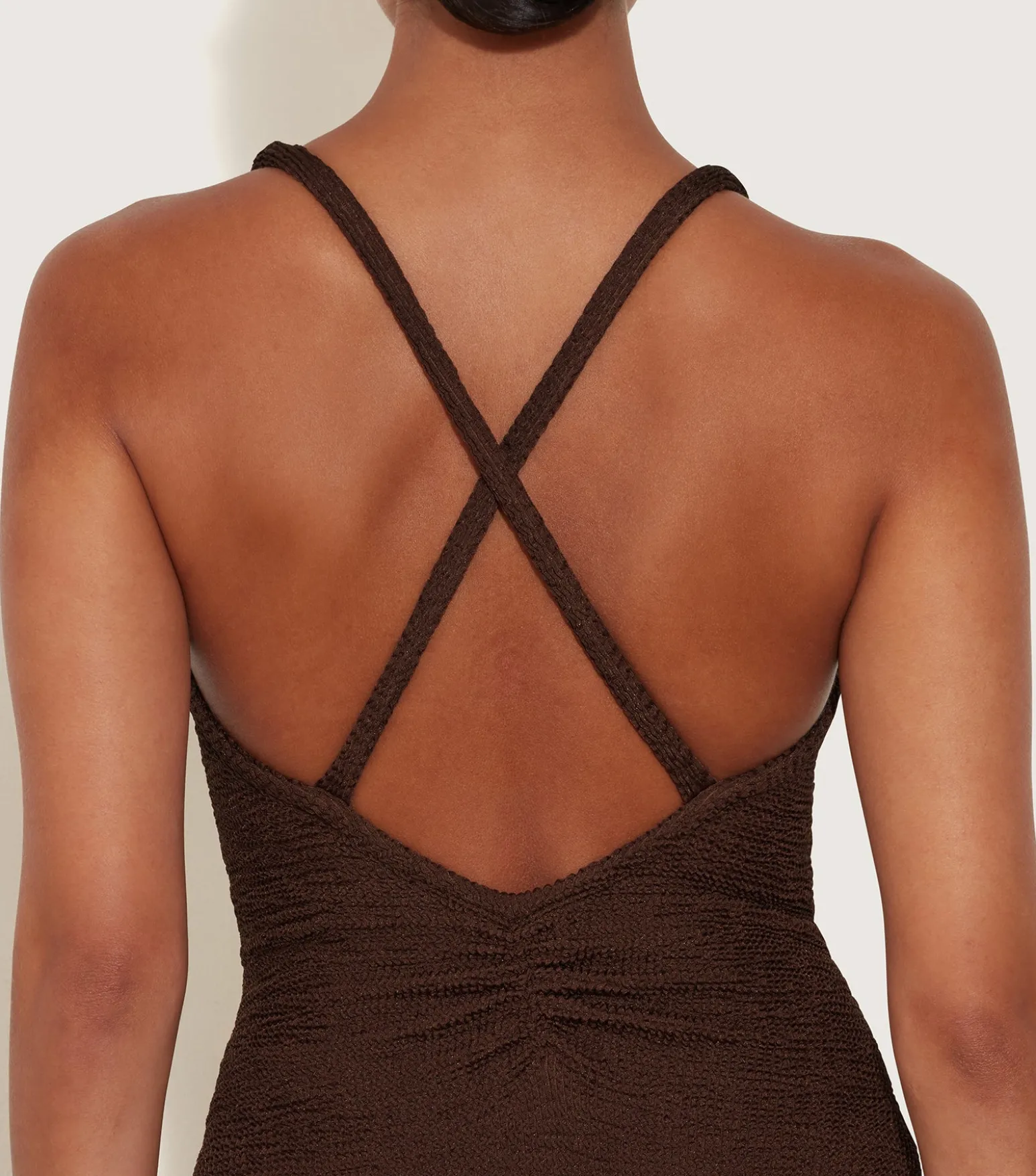Hunza G Scoop Neck-Bette Swim - Metallic Chocolate