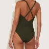 Hunza G Scoop Neck-Bette Swim - Metallic Khaki