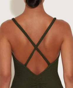 Hunza G Scoop Neck-Bette Swim - Metallic Khaki