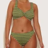 Hunza G Bikini Sets|Bralette-Bonnie Bikini - Metallic Moss/White Stripe