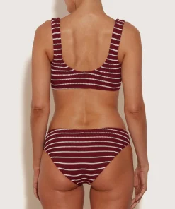 Hunza G Bikini Sets|Bralette-Bonnie Bikini - Wine/White Stripe