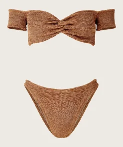 Hunza G Bikini Sets-Brigette Bikini - Metallic Cocoa