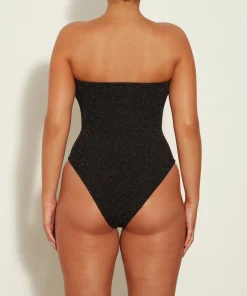 Hunza G Strapless-Brooke Lurex Swim - Black/Gold