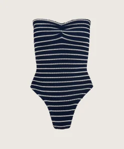 Hunza G Strapless-Brooke Swim - Navy/White Stripe