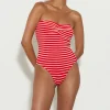 Hunza G Strapless-Brooke Swim - Red/White Stripe