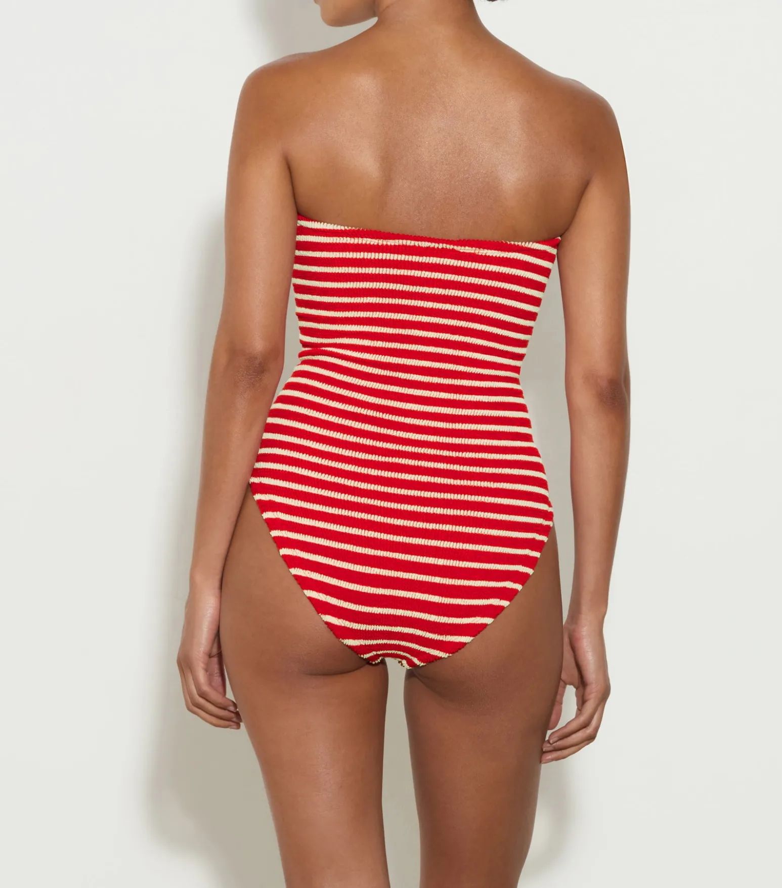 Hunza G Strapless-Brooke Swim - Red/White Stripe