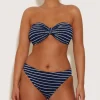 Hunza G Bikini Sets|Bandeau-Coverage Jean Bikini - Navy/White Stripe