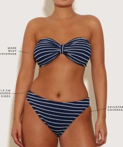 Hunza G Bikini Sets|Bandeau-Coverage Jean Bikini - Navy/White Stripe