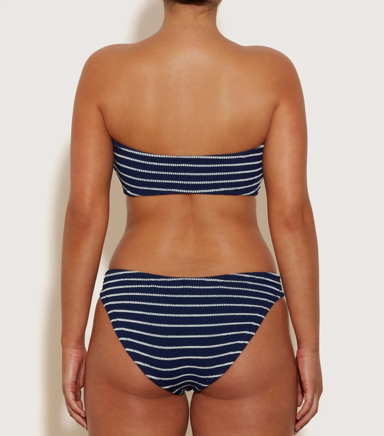 Hunza G Bikini Sets|Bandeau-Coverage Jean Bikini - Navy/White Stripe