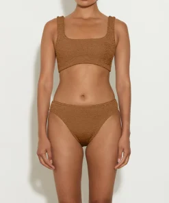 Hunza G Bikini Sets|Bralette-Coverage Xandra Bikini - Metallic Cocoa