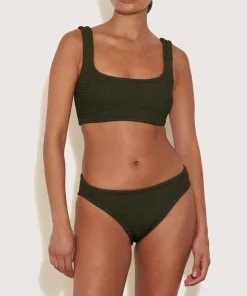 Hunza G Bikini Sets|Bralette-Coverage Xandra Bikini - Metallic Khaki