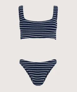 Hunza G Bikini Sets|Bralette-Coverage Xandra Bikini - Navy/White Stripe