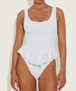 Hunza G Scoop Neck-Denise Swim - White