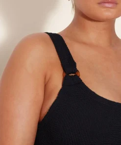 Hunza G Scoop Neck-Domino Swim - Black