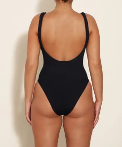 Hunza G Scoop Neck-Domino Swim - Black