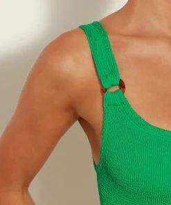 Hunza G Scoop Neck-Domino Swim - Emerald