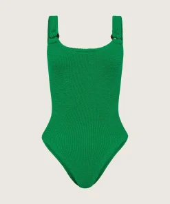 Hunza G Scoop Neck-Domino Swim - Emerald