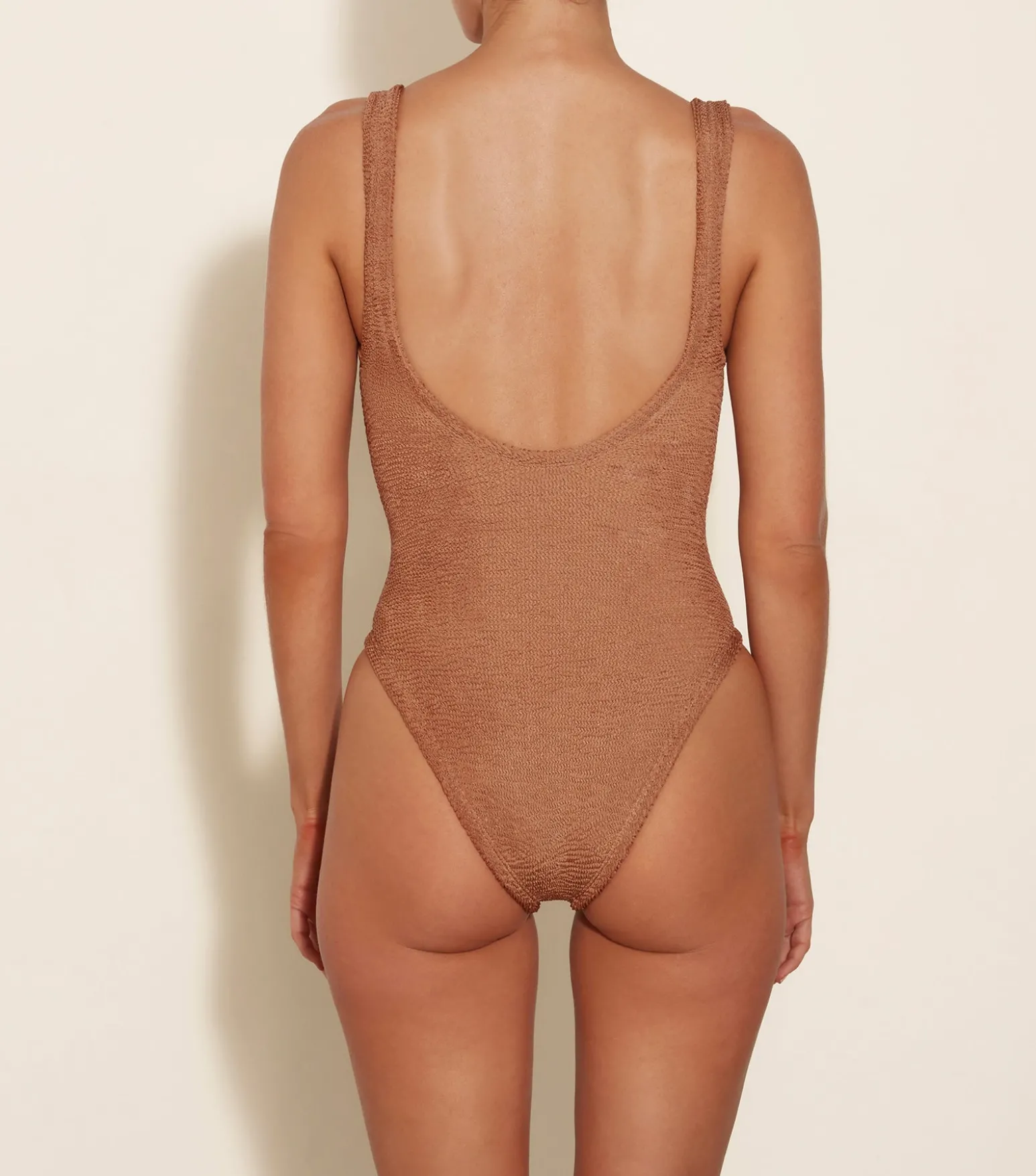 Hunza G Scoop Neck-Domino Swim - Metallic Cocoa