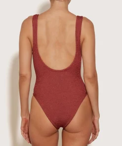 Hunza G Scoop Neck-Domino Swim - Metallic Rosewood