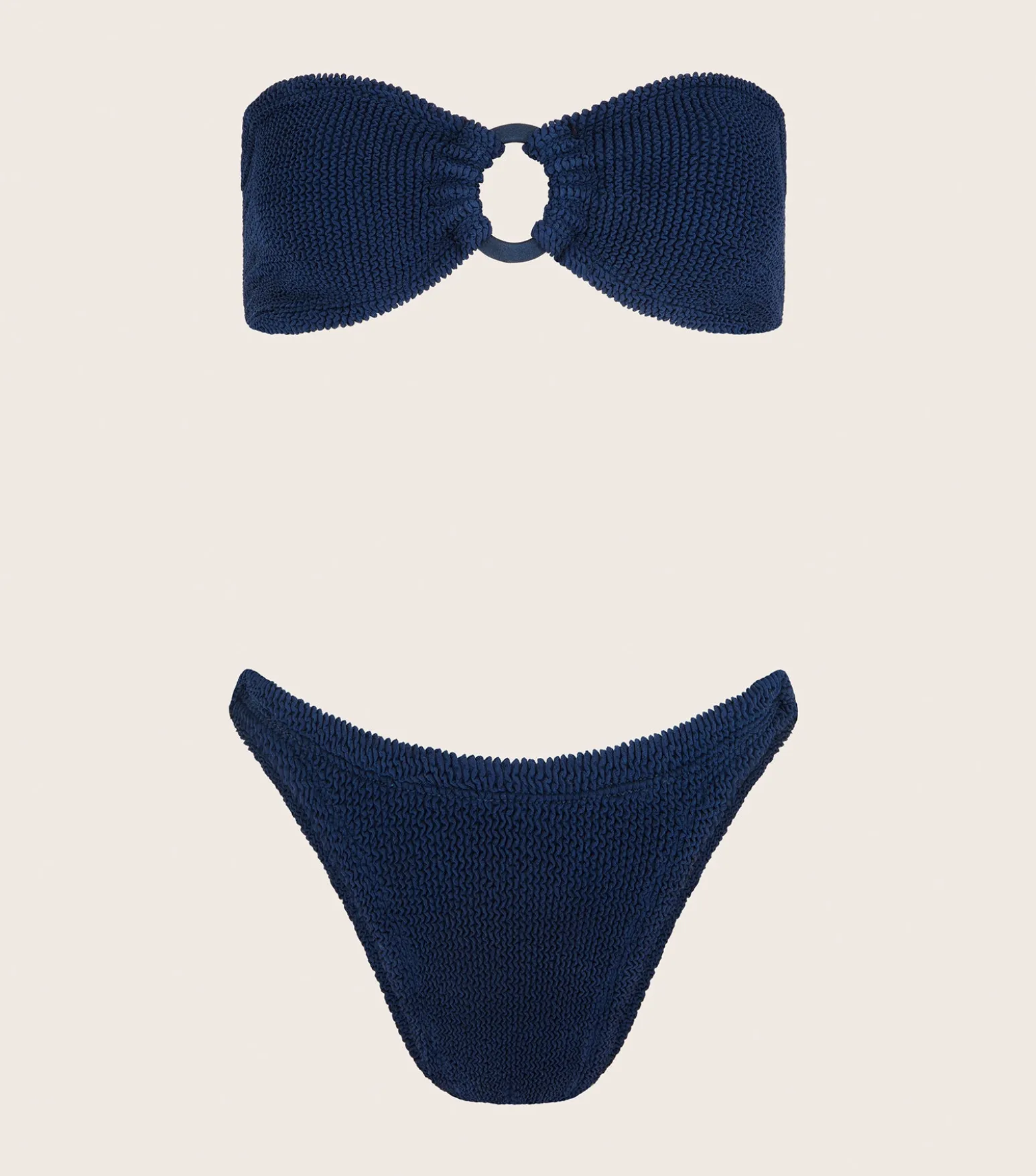 Hunza G Bikini Sets-Gloria Bikini With Tonal Hoops - Navy