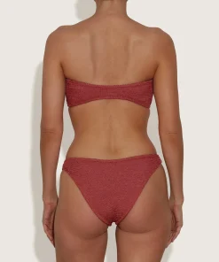 Hunza G Bikini Sets|Bandeau-Gloria Bikini With Tonal Hoops - Metallic Rosewood