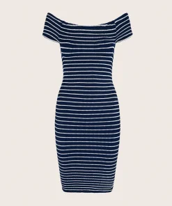 Hunza G Dresses-Grace Dress - Navy/White Stripe