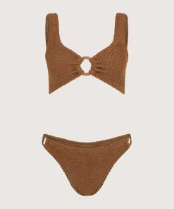 Hunza G Bikini Sets|Bralette-Hallie Bikini - Metallic Cocoa