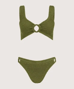 Hunza G Bikini Sets|Bralette-Hallie Bikini - Metallic Moss