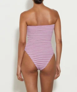 Hunza G Strapless-X Helena Christensen Brooke Stripe Swim - Lavender/White