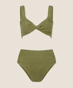 Hunza G Bikini Sets|Bralette-Jamie Bikini - Metallic Moss