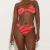 Hunza G Bikini Sets|Bandeau-Jean Bikini - Red/White Stripe