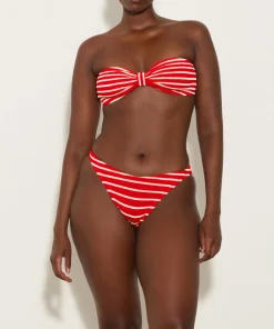 Hunza G Bikini Sets|Bandeau-Jean Bikini - Red/White Stripe