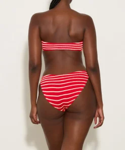 Hunza G Bikini Sets|Bandeau-Jean Bikini - Red/White Stripe