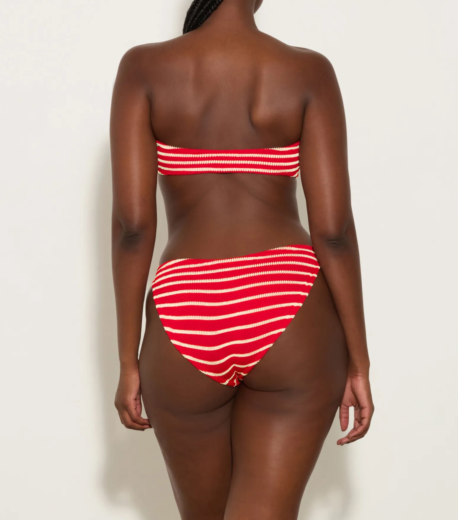 Hunza G Bikini Sets|Bandeau-Jean Bikini - Red/White Stripe
