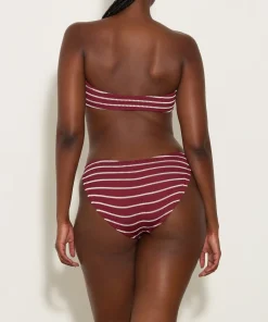 Hunza G Bikini Sets|Bandeau-Jean Bikini - Wine/White Stripe