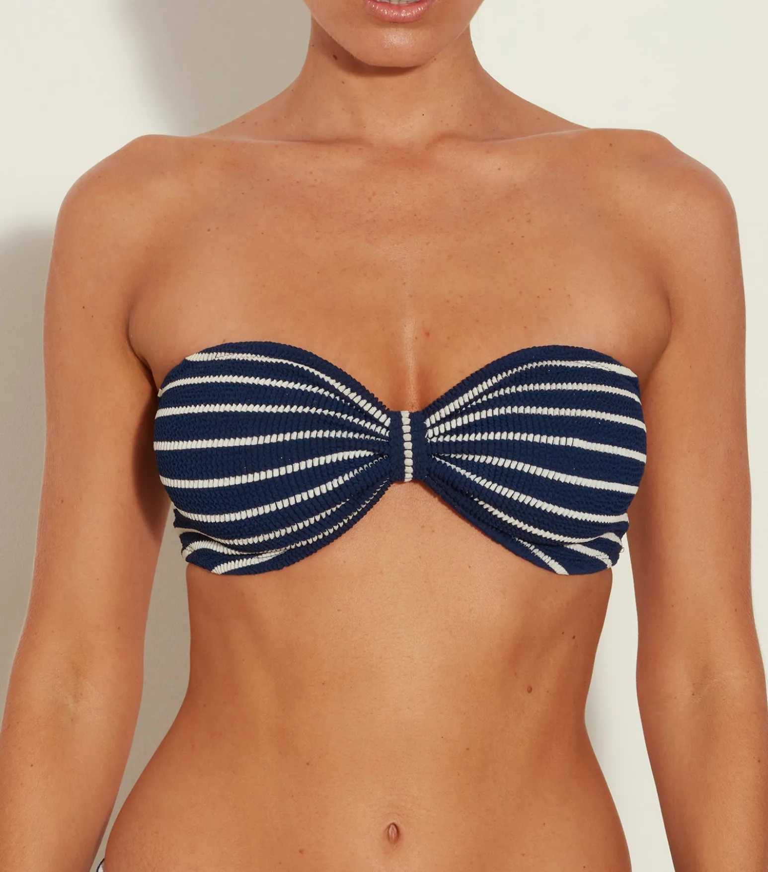 Hunza G Bikini Sets|Separates-Jean Bikini Top - Navy/White Stripe