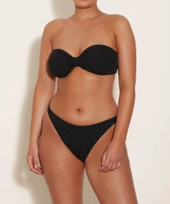 Hunza G Bikini Sets|Bandeau-Jean Lurex Bikini - Black/Gold