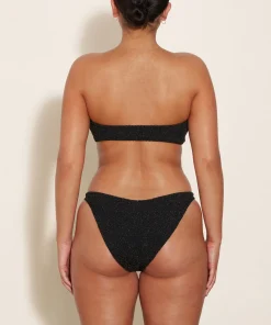 Hunza G Bikini Sets|Bandeau-Jean Lurex Bikini - Black/Gold