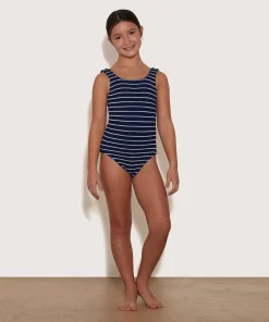 Hunza G Kids - 7-12 Yrs-Kids Classic Swim - Navy/White Stripe