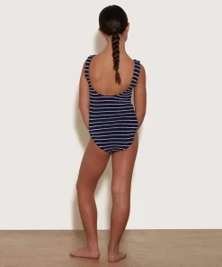 Hunza G Kids - 7-12 Yrs-Kids Classic Swim - Navy/White Stripe