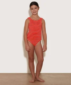 Hunza G Kids - 7-12 Yrs-Kids Classic Swim - Red/White Stripe