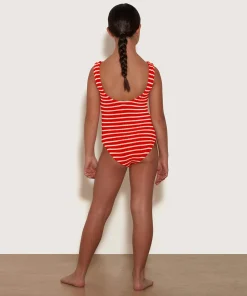 Hunza G Kids - 7-12 Yrs-Kids Classic Swim - Red/White Stripe