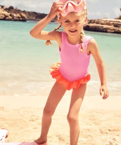 Hunza G Kids - 7-12 Yrs-Kids Duo Denise Swim - Bubblegum/Orange