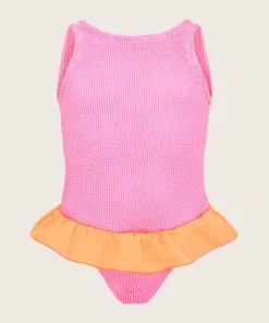 Hunza G Kids - 7-12 Yrs-Kids Duo Denise Swim - Bubblegum/Orange