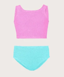 Hunza G Kids - 7-12 Yrs-Kids Duo Lyra Bikini - Bubblegum/Aqua