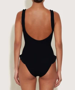 Hunza G V Neck-Lisa Swim - Black